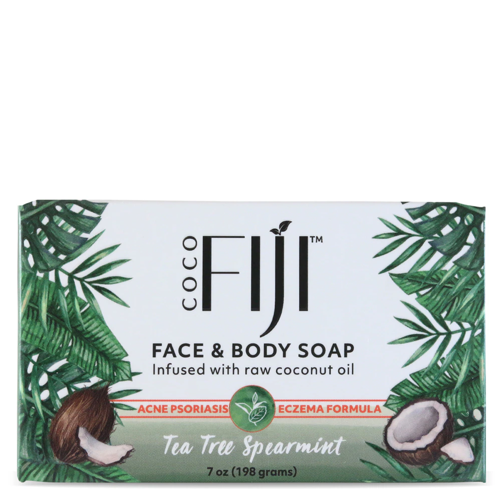 Face & Body Coconut Oil Bar Soap Tea Tree Spearmint -- 7 oz Organic Fiji