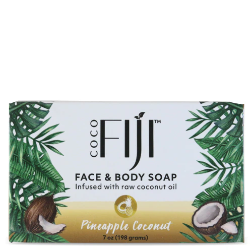 Face & Body Coconut Oil Bar Soap Pineapple Coconut -- 7 oz Organic Fiji