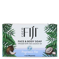 Face & Body Coconut Oil Bar Soap Fragrance Free -- 7 oz Organic Fiji