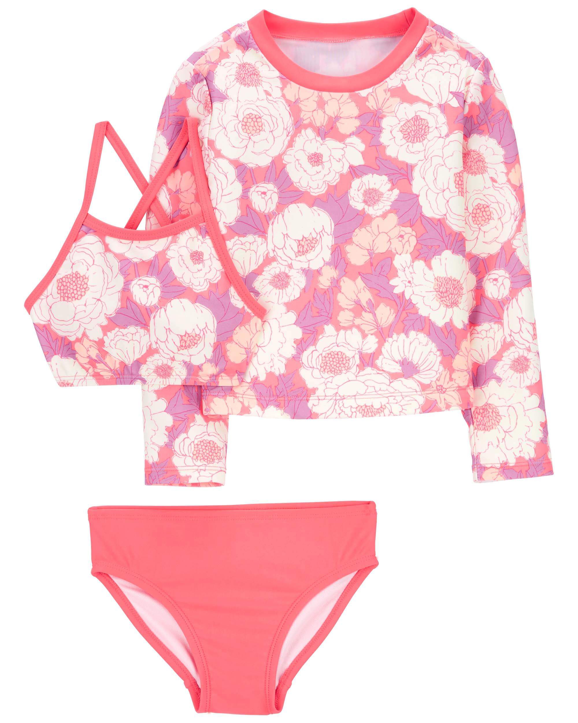 Baby 3-Piece Floral Print Rashguard Swimsuit Set Carter's