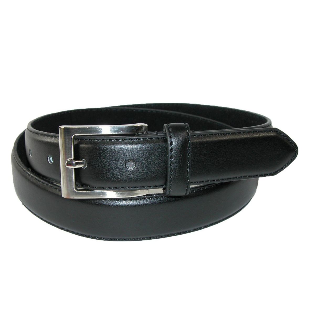 Ctm Men's Leather 1 1/8 Inch Basic Dress Belt With Silver Buckle CTM