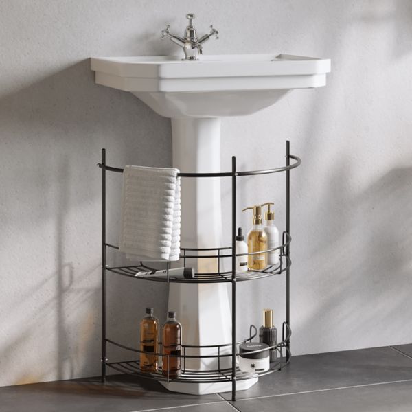 Lavish Home Compact Under Sink Rack Organizer with Storage Shelves and Towel Holder Lavish Home