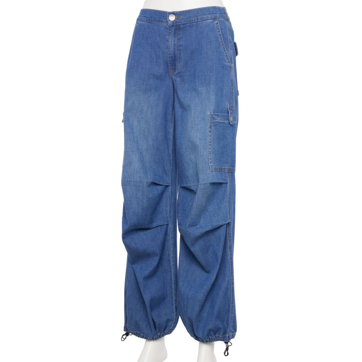 Juniors' Project Indigo Mid-Rise Denim Parachute Jogger Pants Project Indigo