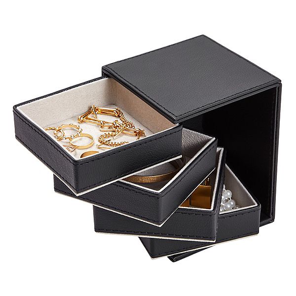 4 Layer Rotating Jewelry Organizer Earring Necklace Bracelet Holder Box 4x5” Juvale