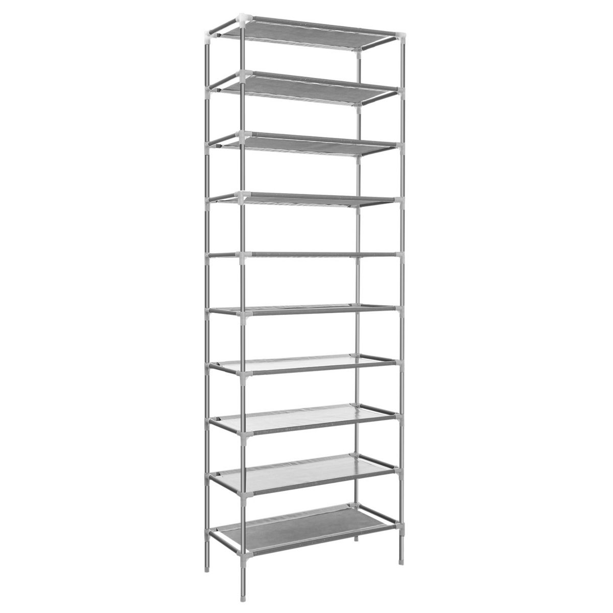 Grey, Detachable 10 Tiers Stackable Shoes Storage Rack Set Of 27 Pair Eggracks By Global Phoenix