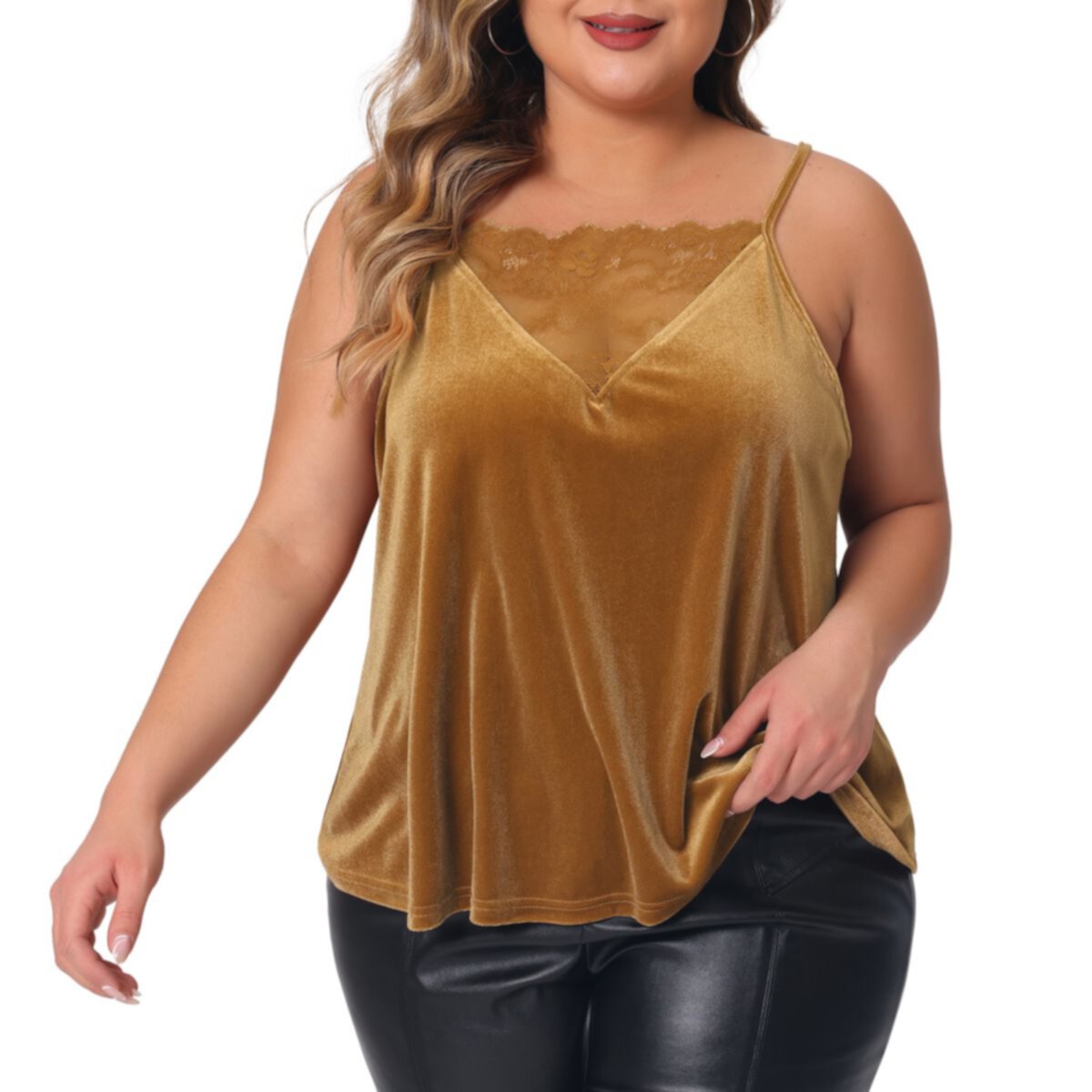 Velvet Camisole For Women Plus Size Adjustable Strap Lace Sexy Sleeveless Cami Tank Tops Agnes Orinda