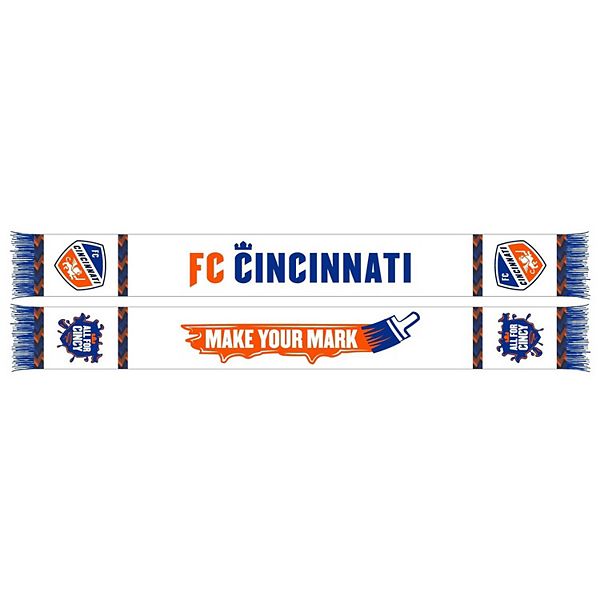 Шарф FC Cincinnati 2024 в стиле футбольной формы, 100% акрил, двусторонний дизайн, 158 см, с бахромой Ruffneck Scarves