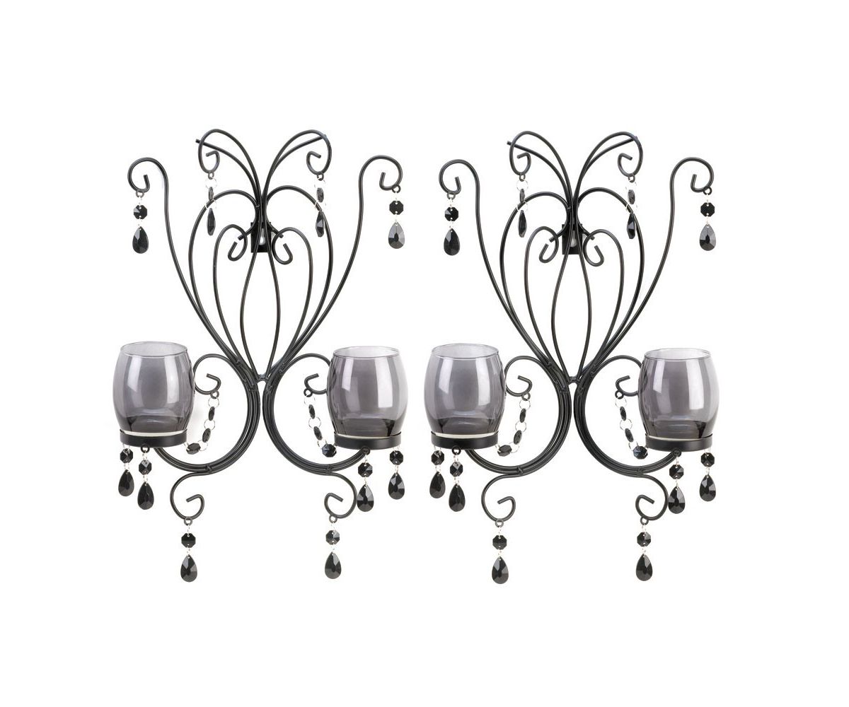 Beaded Candle Wall Sconce Pair Accent Plus