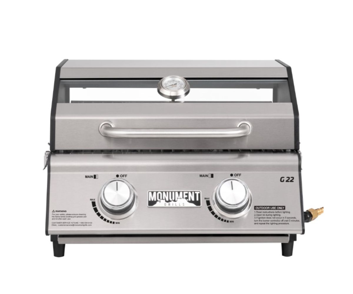 Monument Grills Table Top - 2 Burner Stainless Steel with Clearview Lid Monument Grills