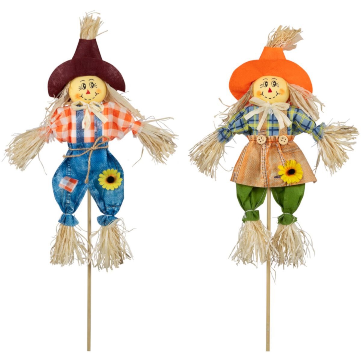 Northlight Boy & Girl Fall Harvest Scarecrow Picks 2-piece Set Northlight