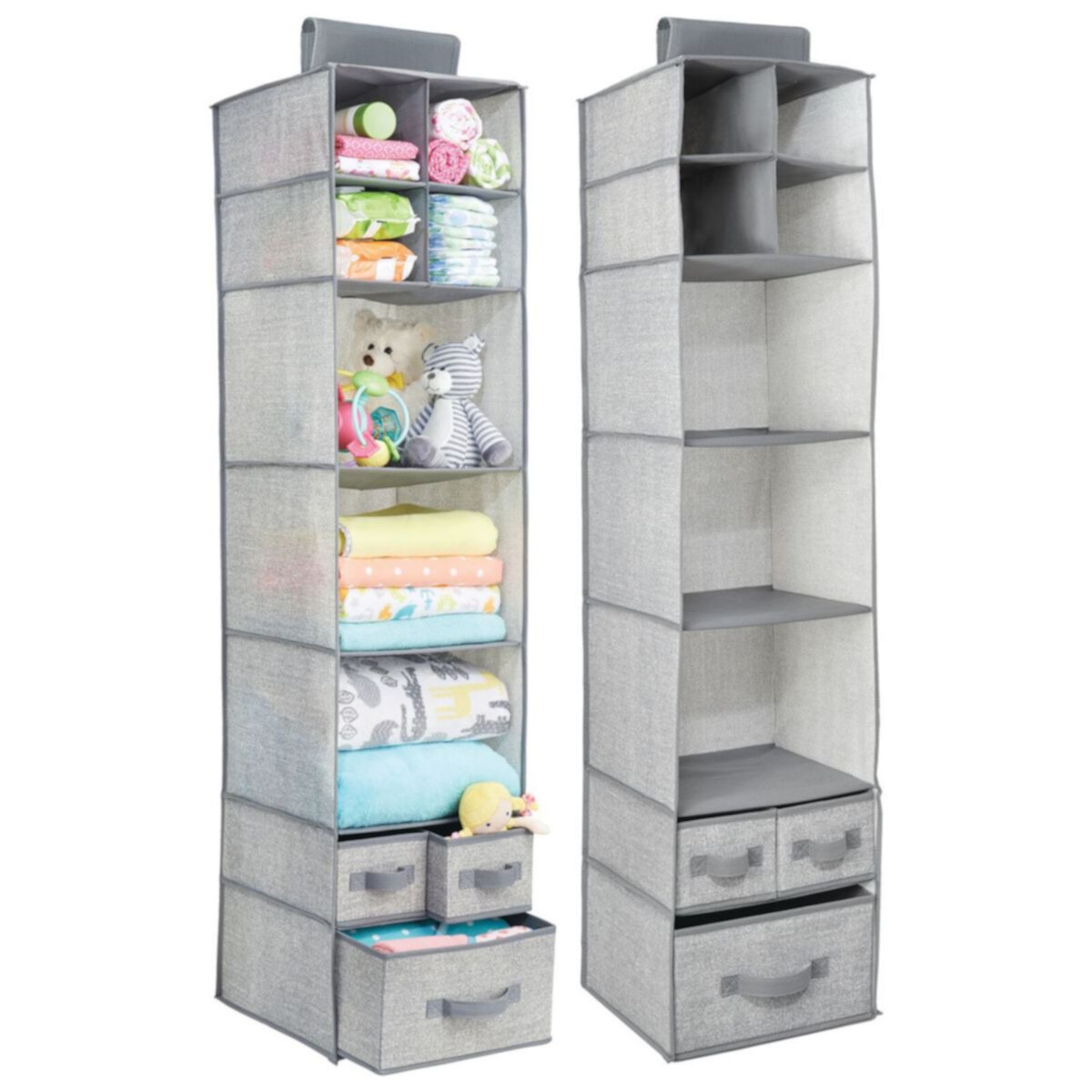 mDesign Over Closet Rod Nursery Storage Organizer with Drawers, 2 Pack MDesign