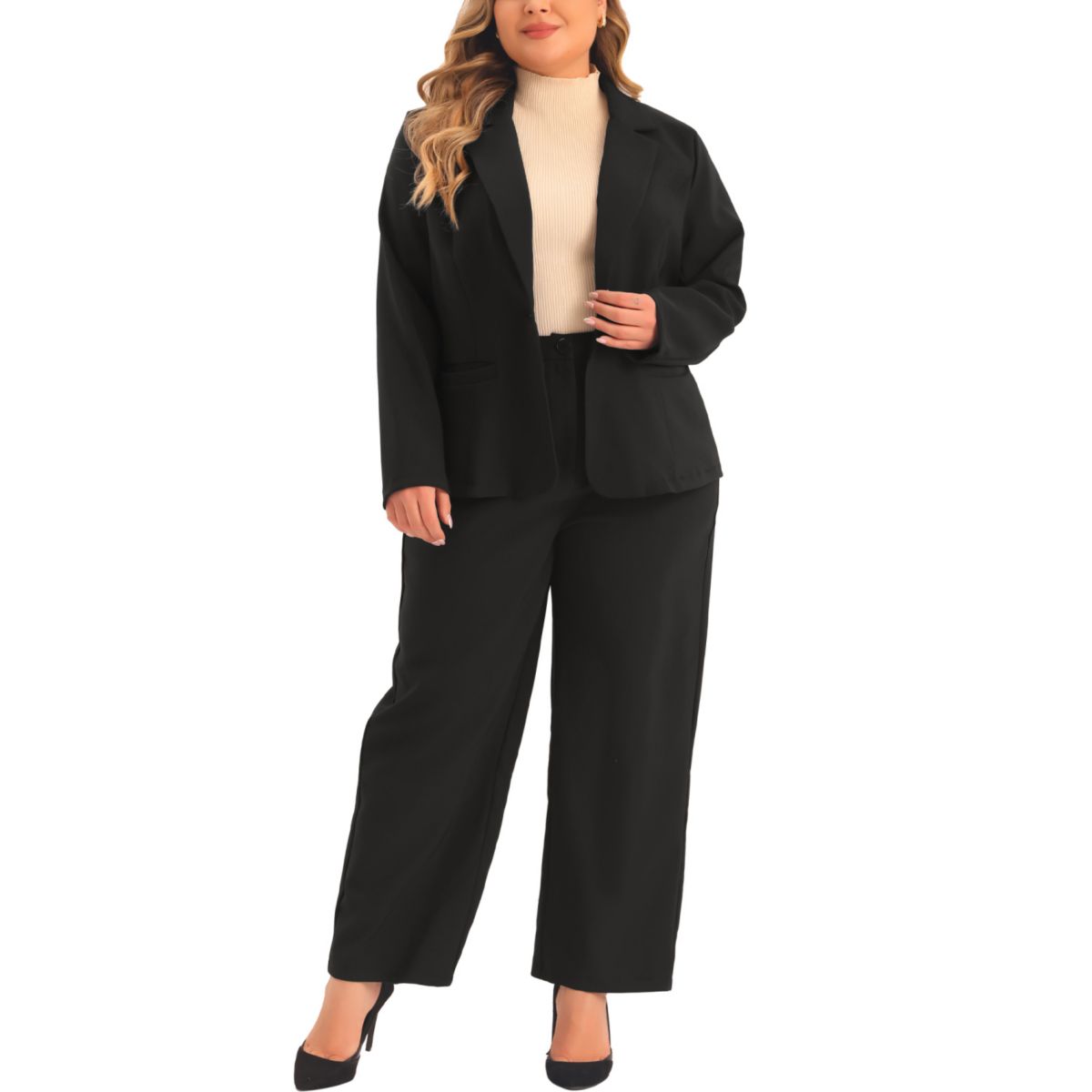 Women's Plus Size Two Piece Outfitsbusiness Office Blazer Jacket And Pants Suit Set Agnes Orinda