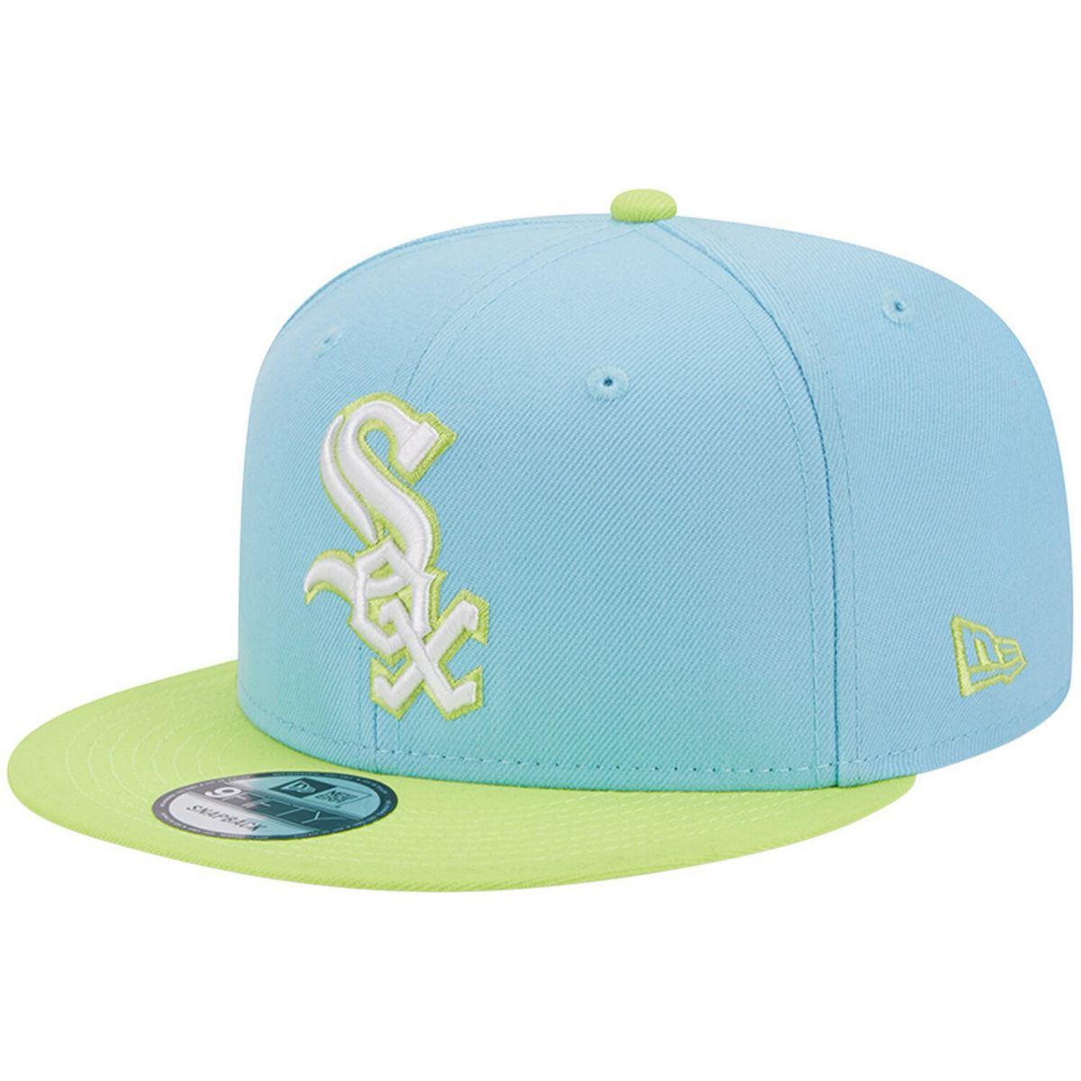 Men's New Era Light Blue/Neon Green Chicago White Sox Spring Basic Two-Tone 9FIFTY Snapback Hat New Era