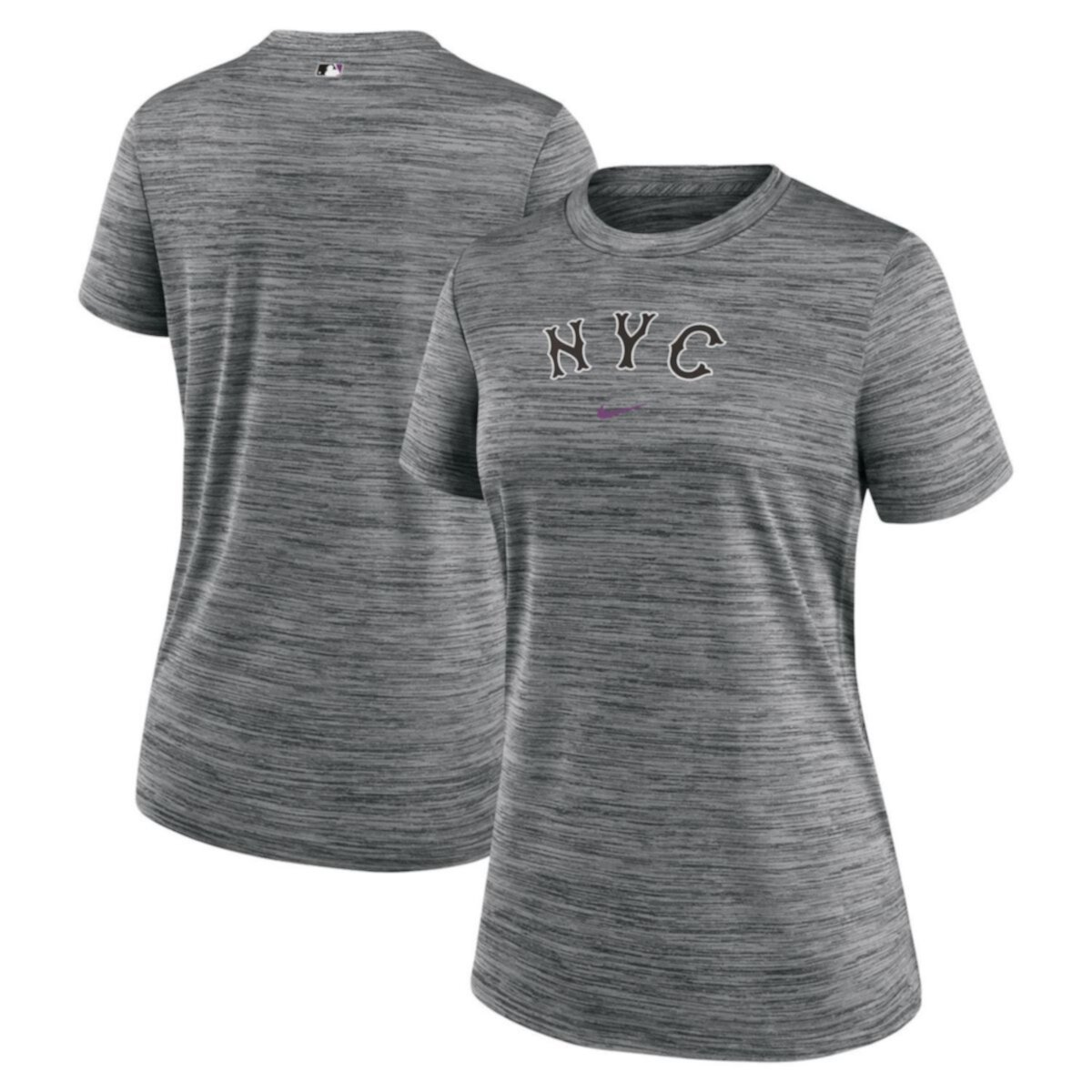 Women's Nike  Charcoal New York Mets 2024 City Connect Authentic Collection Performance Practice Velocity T-Shirt Nitro USA