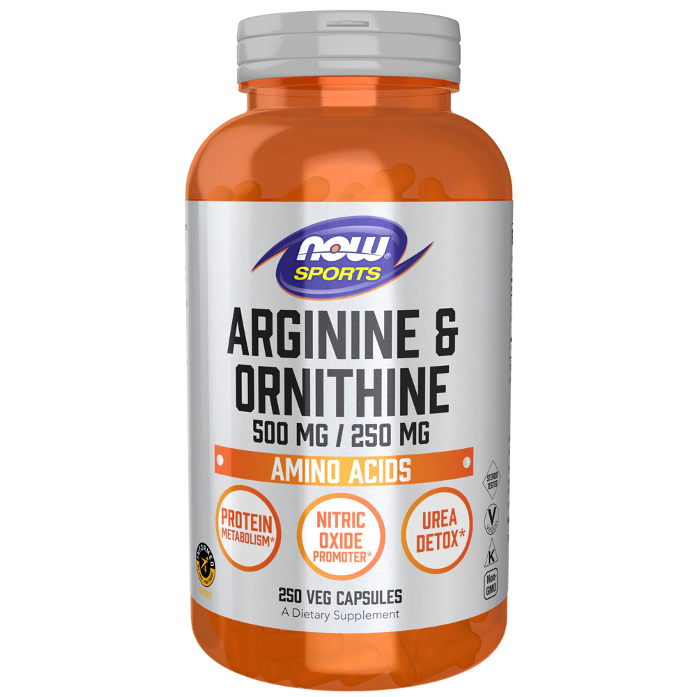 Спортивный аргинин и орнитин, 250 капсул NOW Foods