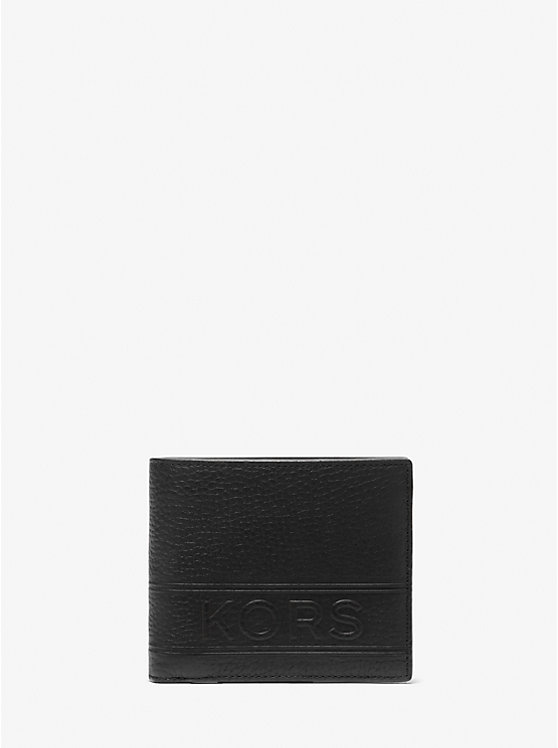 Hudson Pebbled Leather Billfold Wallet With Coin Pouch Michael Kors Mens