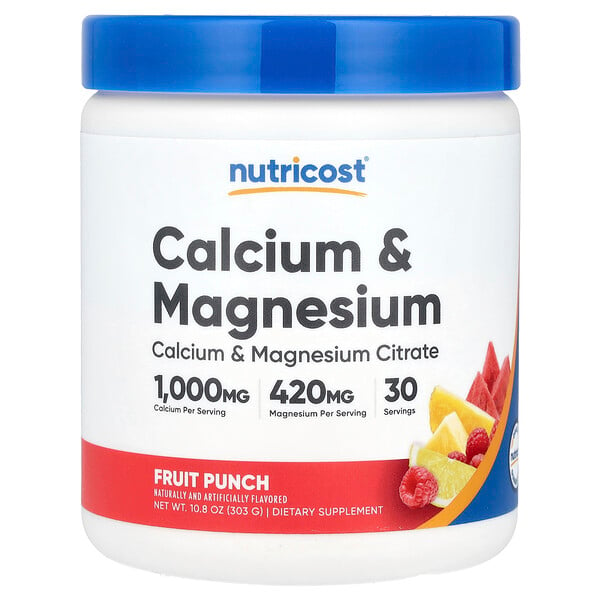 Calcium & Magnesium, Fruit Punch , 10.8 oz (303 g) Nutricost