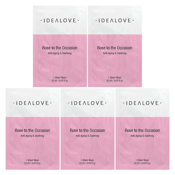 Rose to the Occasion, Anti-Aging & Soothing, 5 Beauty Sheet Masks, 0.85 fl oz (25 ml) Each Idealove