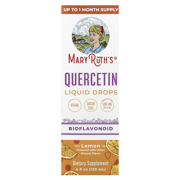 Quercetin Liquid Drops (Жидкие капли), Lemon, 4 fl oz (Жидкие унции) (120 ml) MaryRuth's