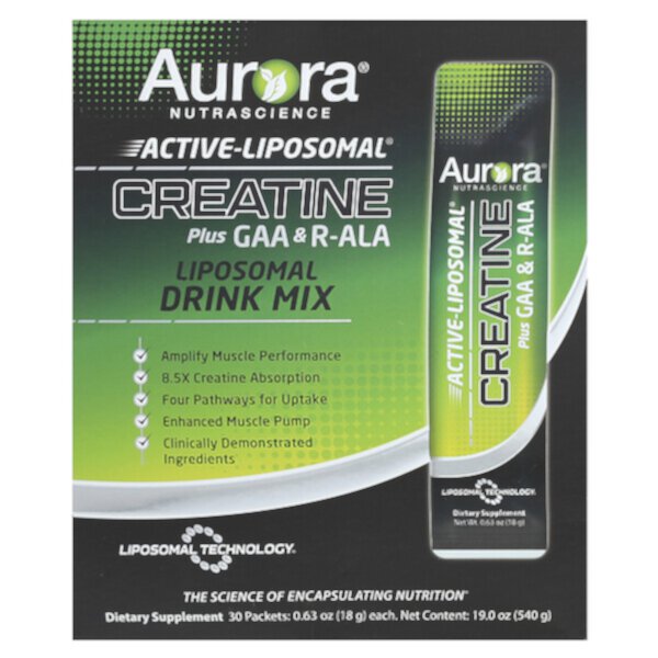 Active Liposomal®, Creatine Plus GAA & R-ALA, 30 Packets (Пакеты ), 0.63 oz (Унции) (18 g) Each Aurora Nutrascience