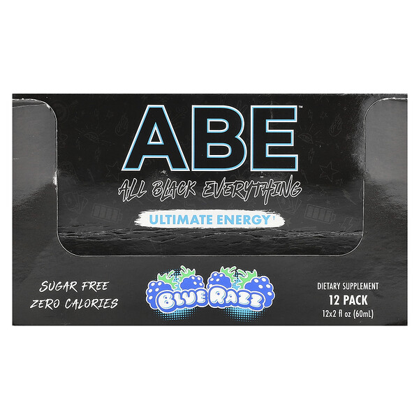 Ultimate Energy, Blue Razz, 12 Pack, 2 fl oz (60 ml) Each ABE