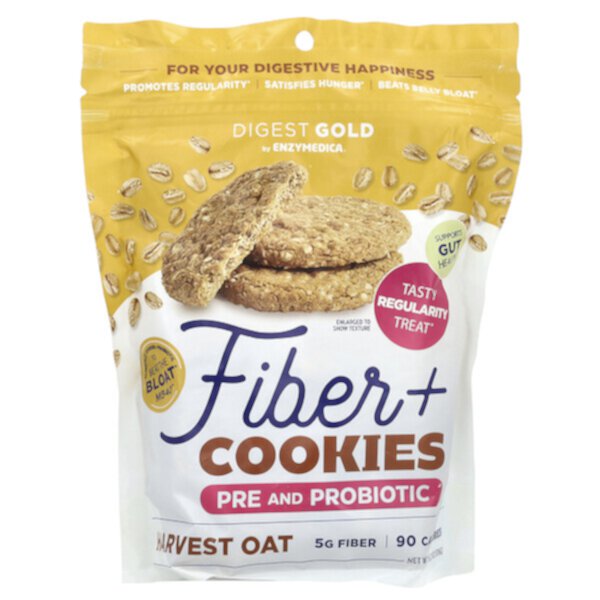 Fiber + Cookies, Pre and Probiotic, Harvest Oat, 6.21 oz (176 g) Enzymedica