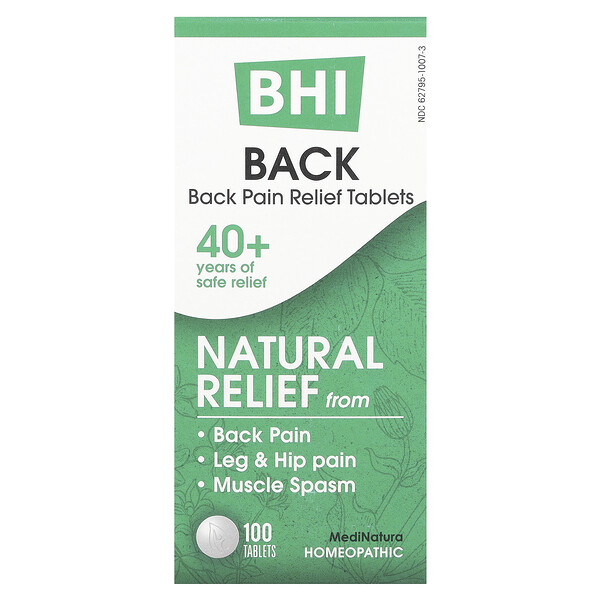 BHI, Back Pain Relief Tables, 100 Tablets MediNatura