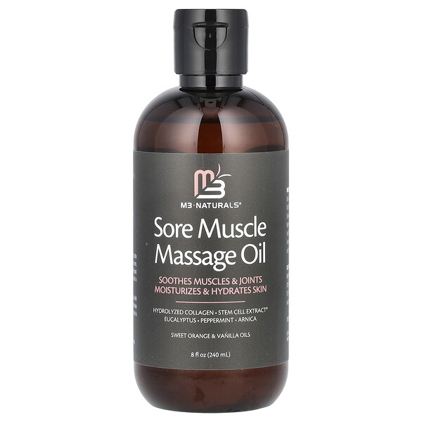 Sore Muscle Massage Oil, Sweet Orange & Vanilla, 8 fl oz (240 ml) M3 Naturals