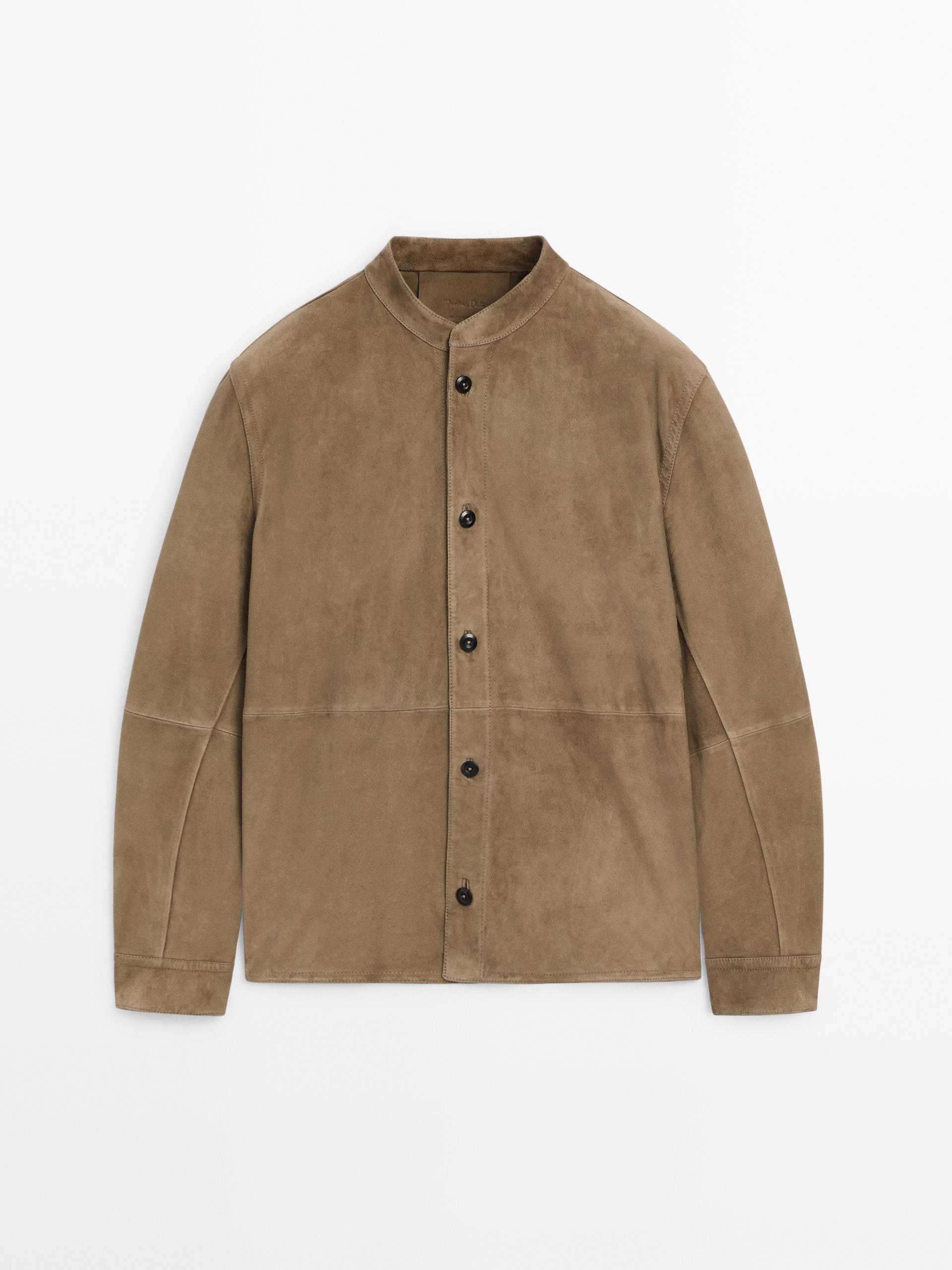 Buttoned suede leather jacket ZARA