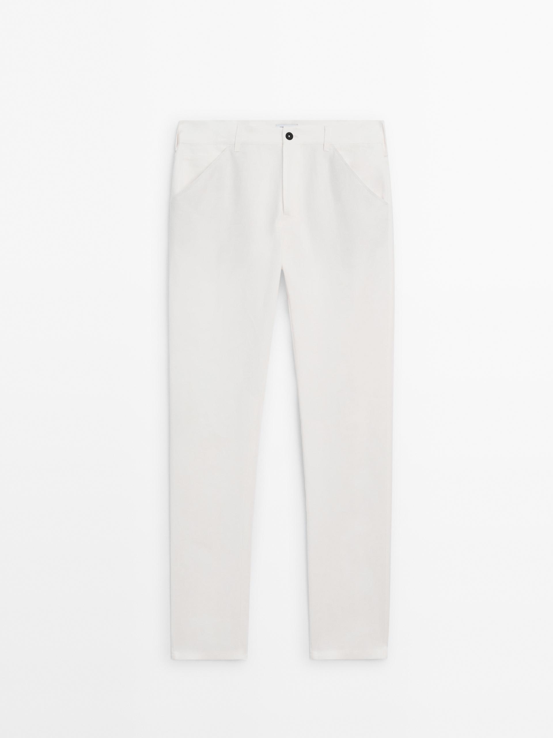 Cotton and linen blend chino trousers - Studio ZARA
