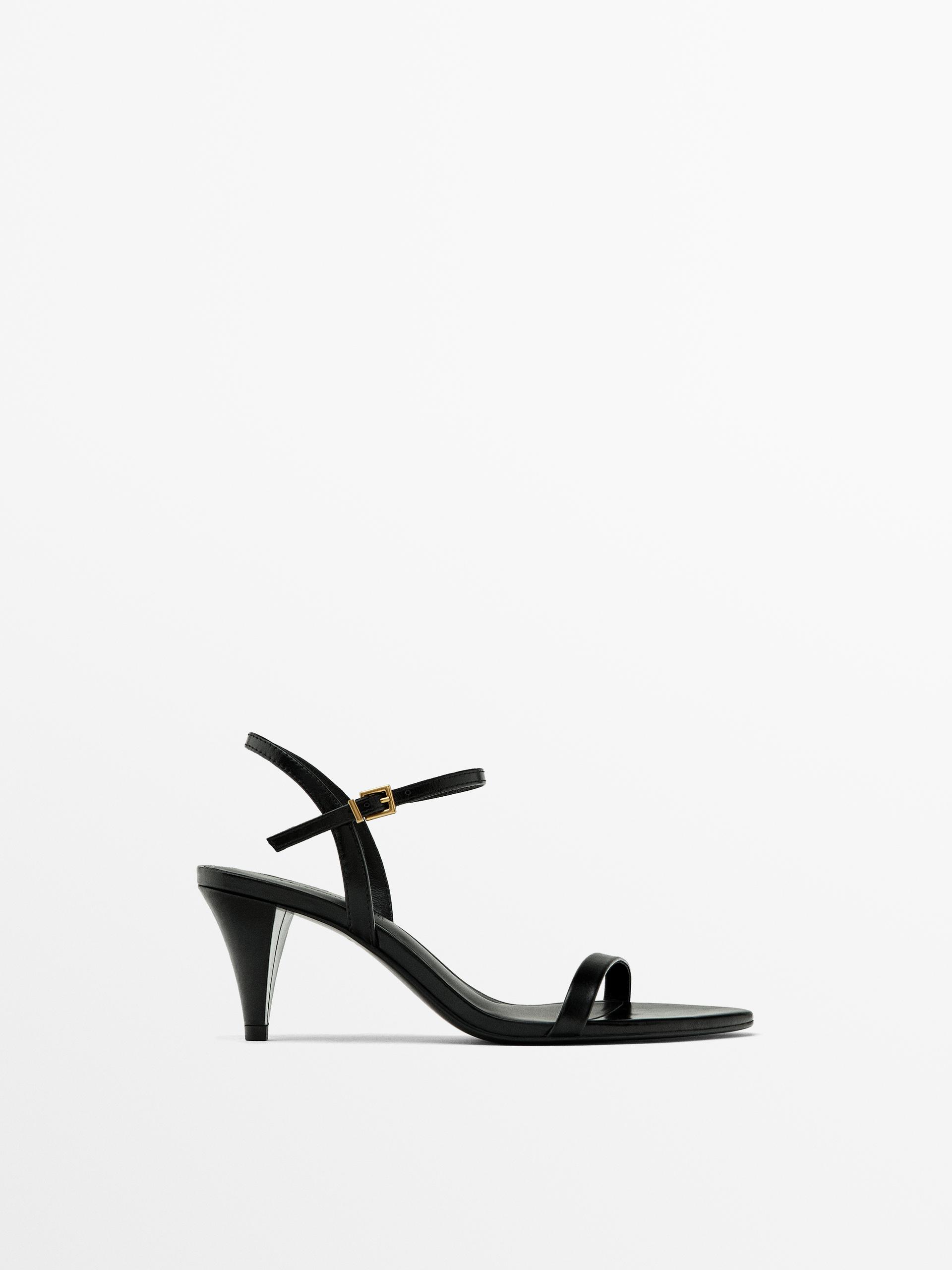 Leather heeled sandals ZARA