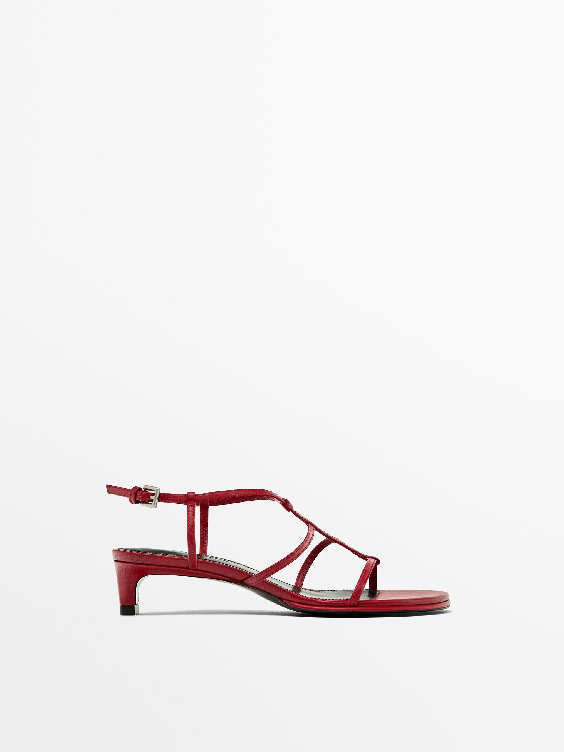 Red heeled sandals ZARA
