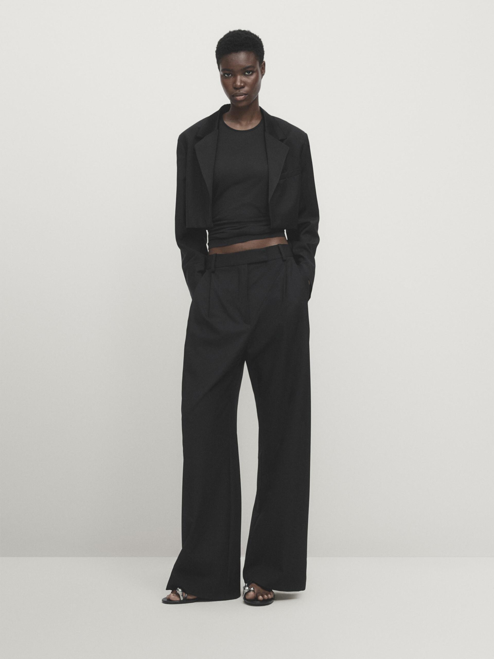 Darted suit trousers with satin waistband - Studio ZARA