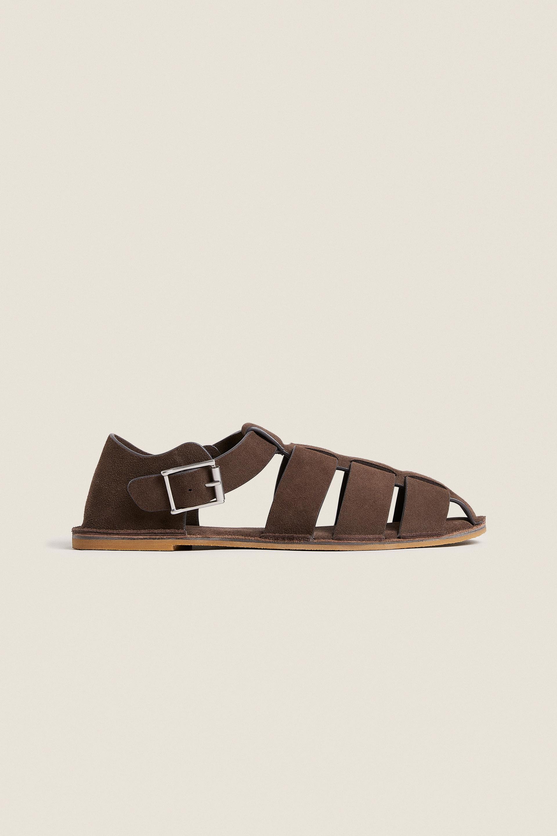 LEATHER CAGE SANDALS ZARA