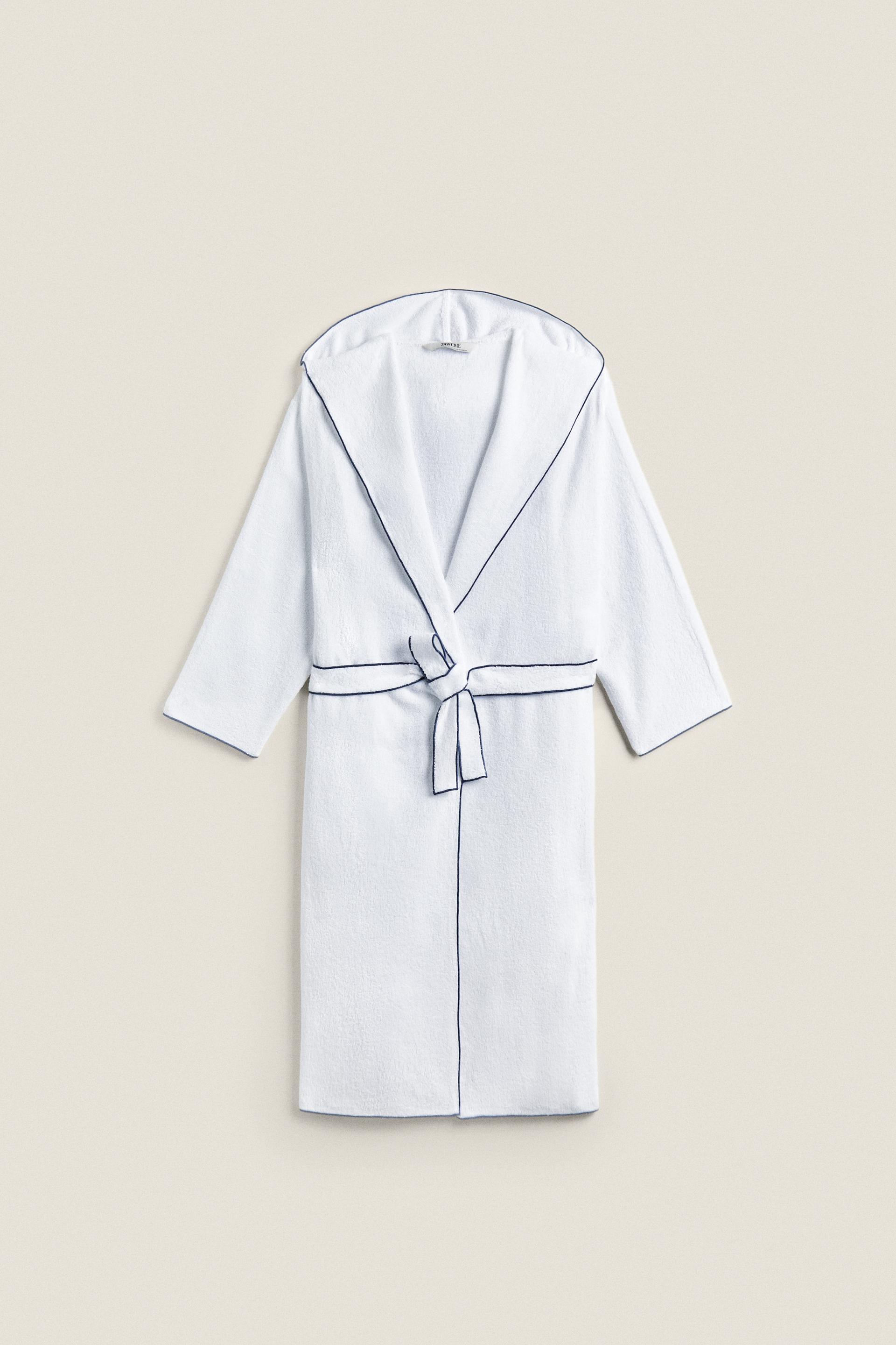 COTTON BATHROBE WITH OVERLOCK ZARA