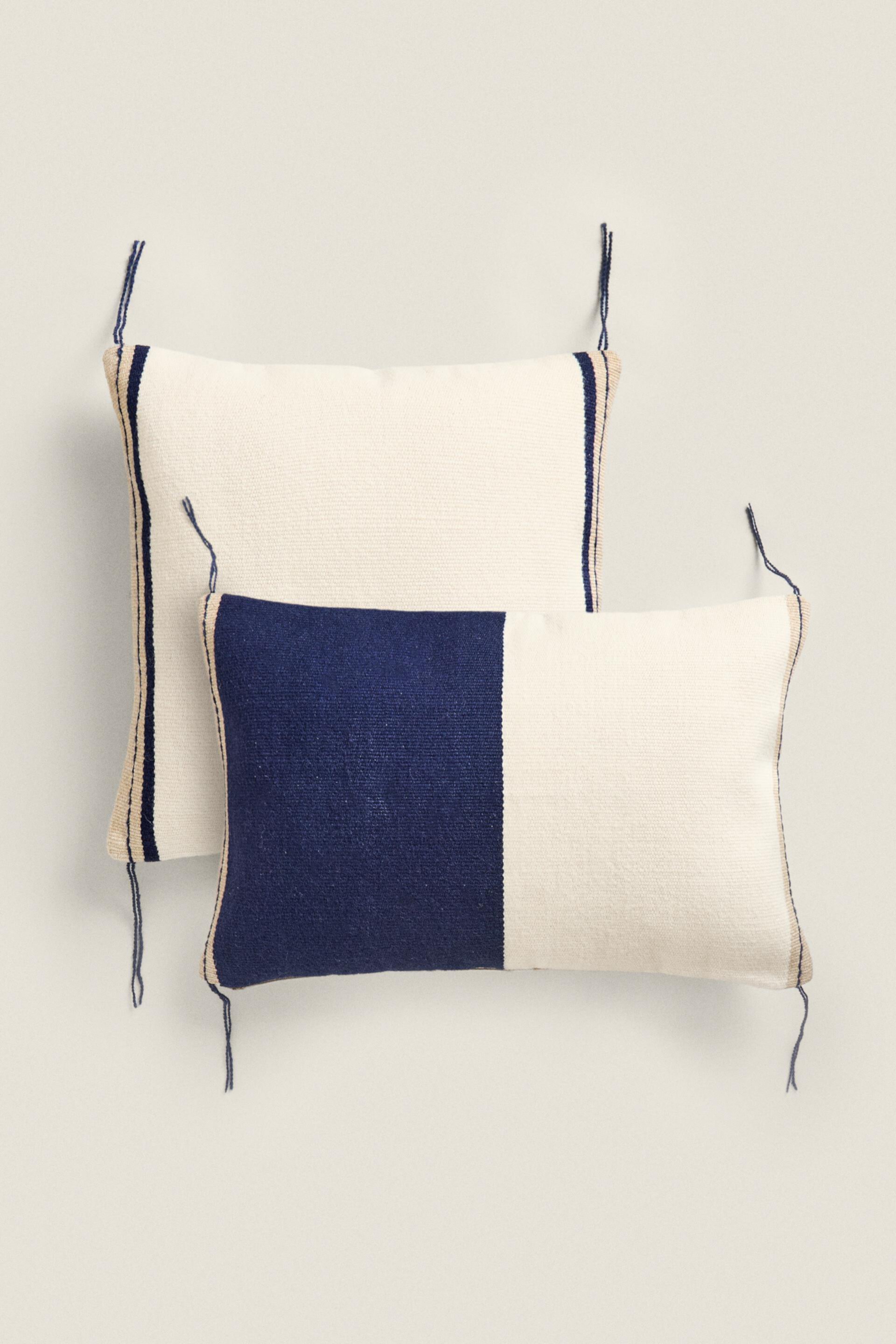 BACKSTITCHED THROW PILLOW COVER ZARA