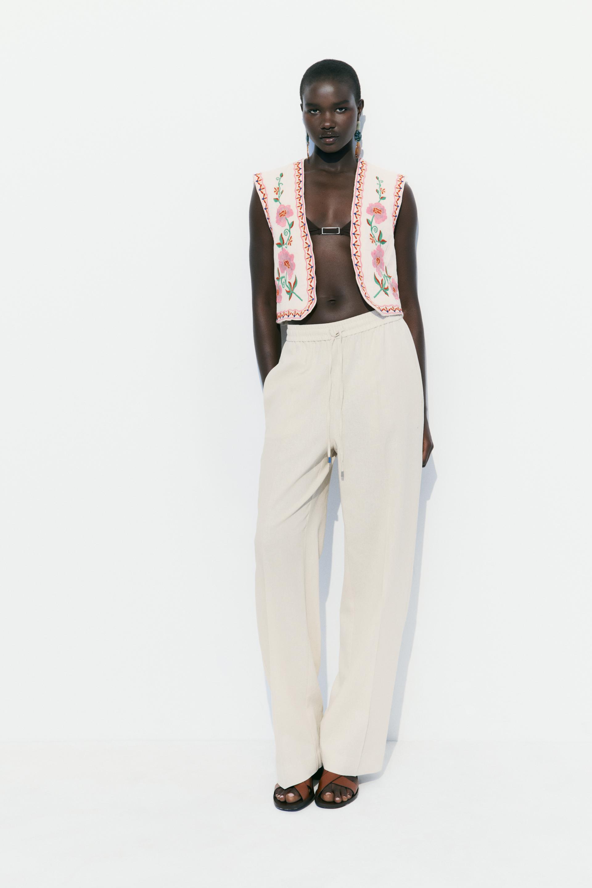 EMBROIDERED CROPPED VEST ZARA