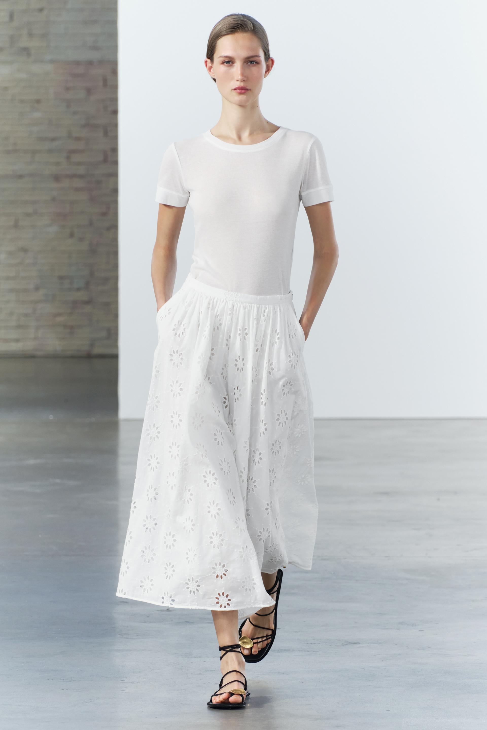 EMBROIDERED EYELET SKIRT ZW COLLECTION ZARA