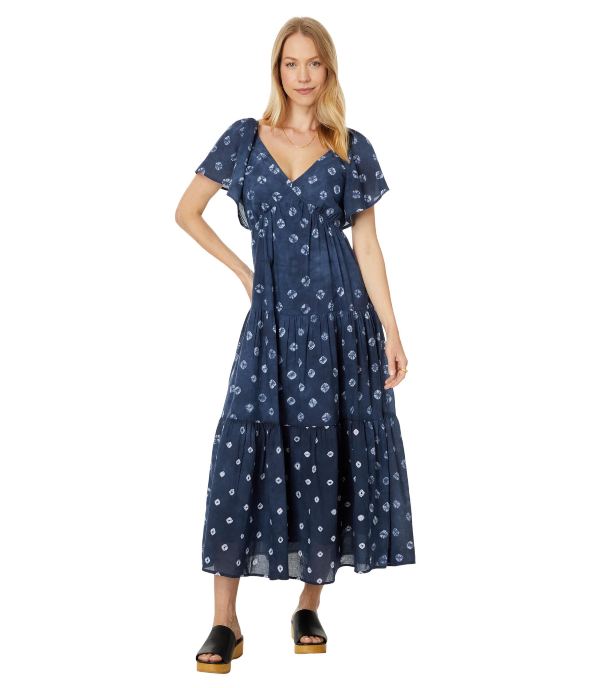 Tie-Back Tiered Midi Dress in Shibori Madewell