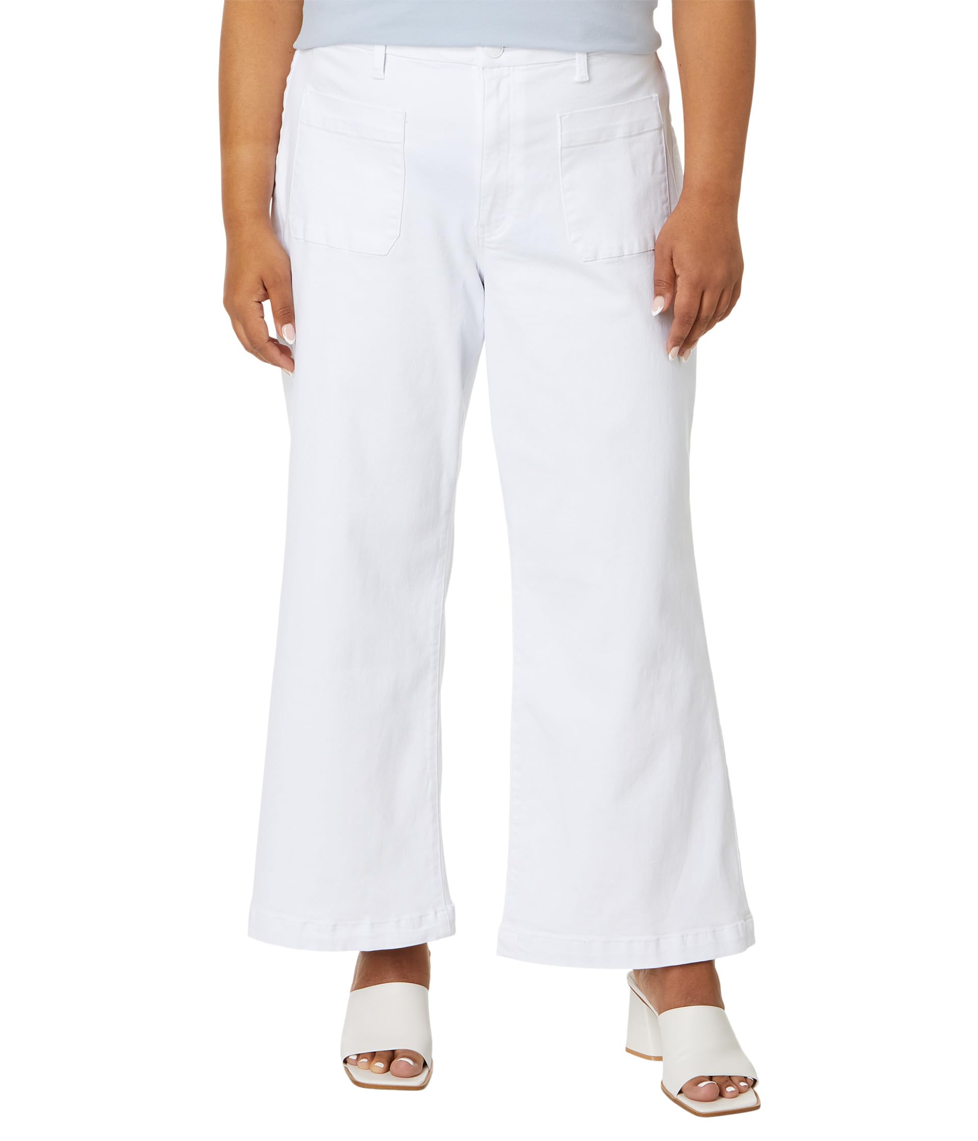 Plus Size Meg High-Rise Wide Leg with Patch Pockets Reg Hem in Optic White KUT from the Kloth