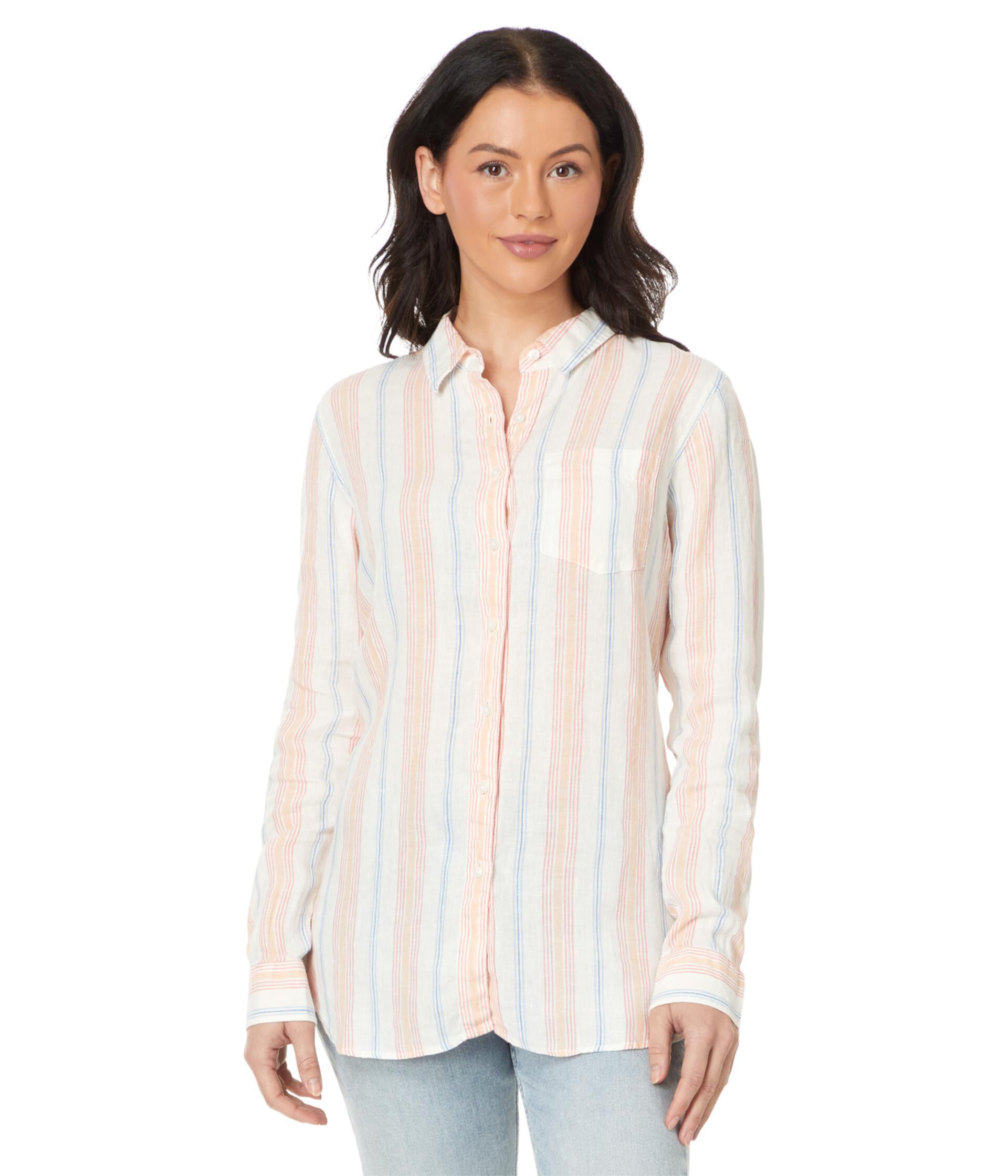 Premium Washable Linen Shirt Tunic Stripe L.L.Bean