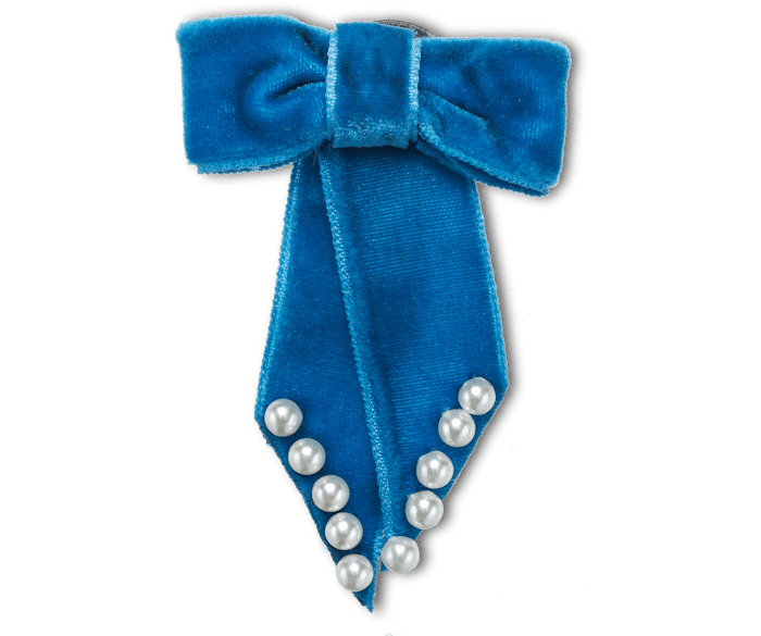 Blue Velvet Bow With Pearls Crocs