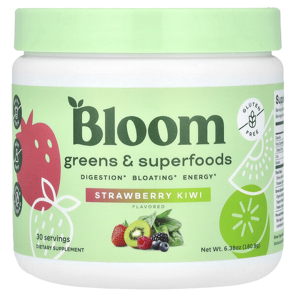 Greens & Superfoods, Strawberry Kiwi, 6.38 oz (Унции) (180.9 g) Bloom