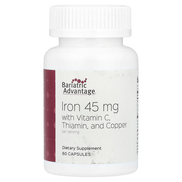 Iron with Vitamin C, Thiamin, and Copper, 60 Capsules Bariatric Advantage