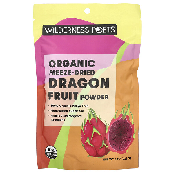 Organic Freeze-Dried Dragon Fruit Powder (Порошок), 8 oz (Унции) (226 g) Wilderness Poets