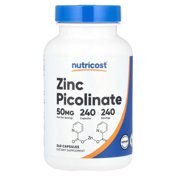 Zinc Picolinate, 50 mg, 240 Capsules Nutricost