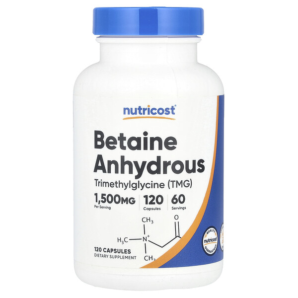 Betaine Anhydrous, 1,500 mg, 120 Capsules (750 mg per Capsule) Nutricost