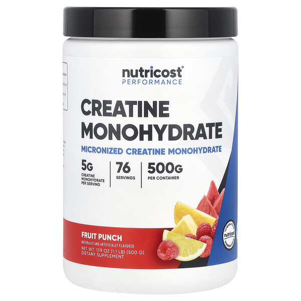 Performance, Creatine Monohydrate, Fruit Punch, 1.1 lbs (500 g) Nutricost