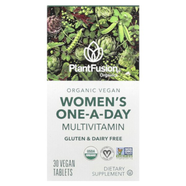 Women's One-A-Day Multivitamin, Organic Vegan, 30 Vegan Tablet PlantFusion