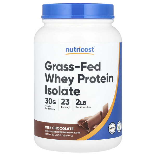 Grass-Fed Whey Protein Isolate, Milk Chocolate, 2 lb (907 g) Nutricost